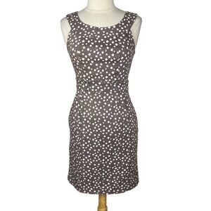 Robbie Bee Sheath Dress Brown White Size 6 Polka Dots Sleeveless Pockets Lined